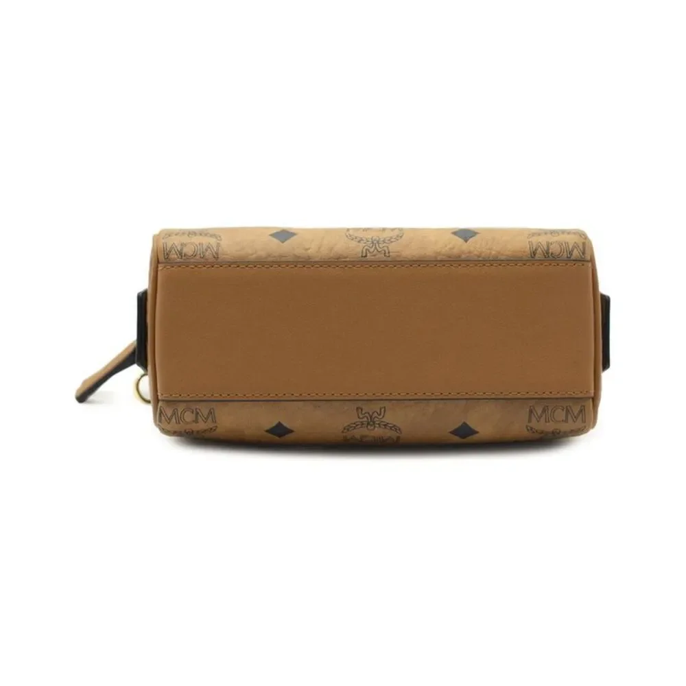 Mcm Essential Visetos Boston Bag, Brown - Picture 3 of 5